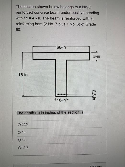 Solved The section shown below belongs to a NWC reinforced | Chegg.com
