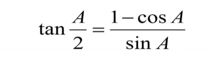 Solved 1-cos A A Tan 2 Sin A 