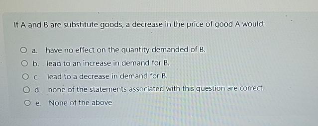 Solved If A And B Are Substitute Goods, A Decrease In The | Chegg.com