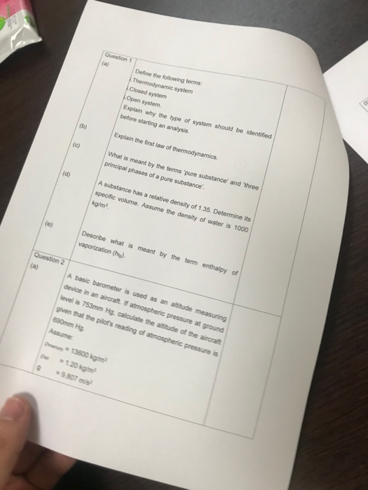 Solved Question Define the following terms Thermodynamic Chegg