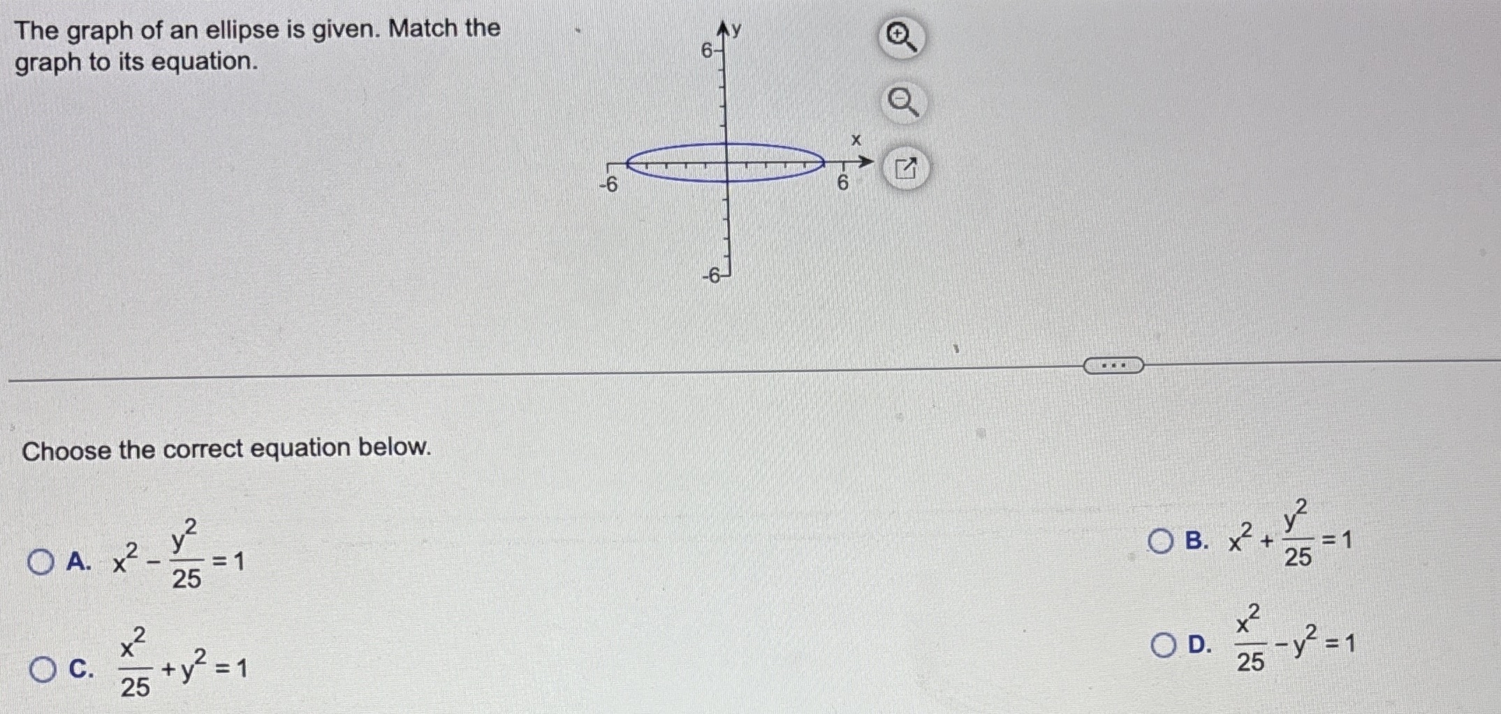 Solved The graph of an ellipse is given. Match the graph to | Chegg.com