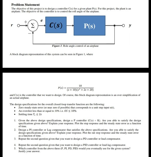 Control System Problem Statement Solved Problem Statement The objective of this project is to | Chegg.com