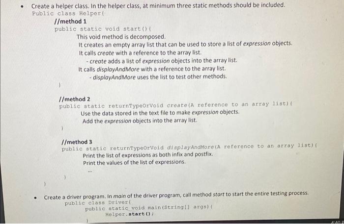 Solved Can you help me make a helper class for this java | Chegg.com