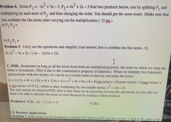 Solved B) Operations On Polynomials. Polynomials Can Be | Chegg.com