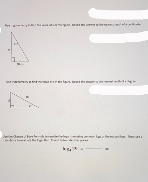 use trigonometry to find the value of x