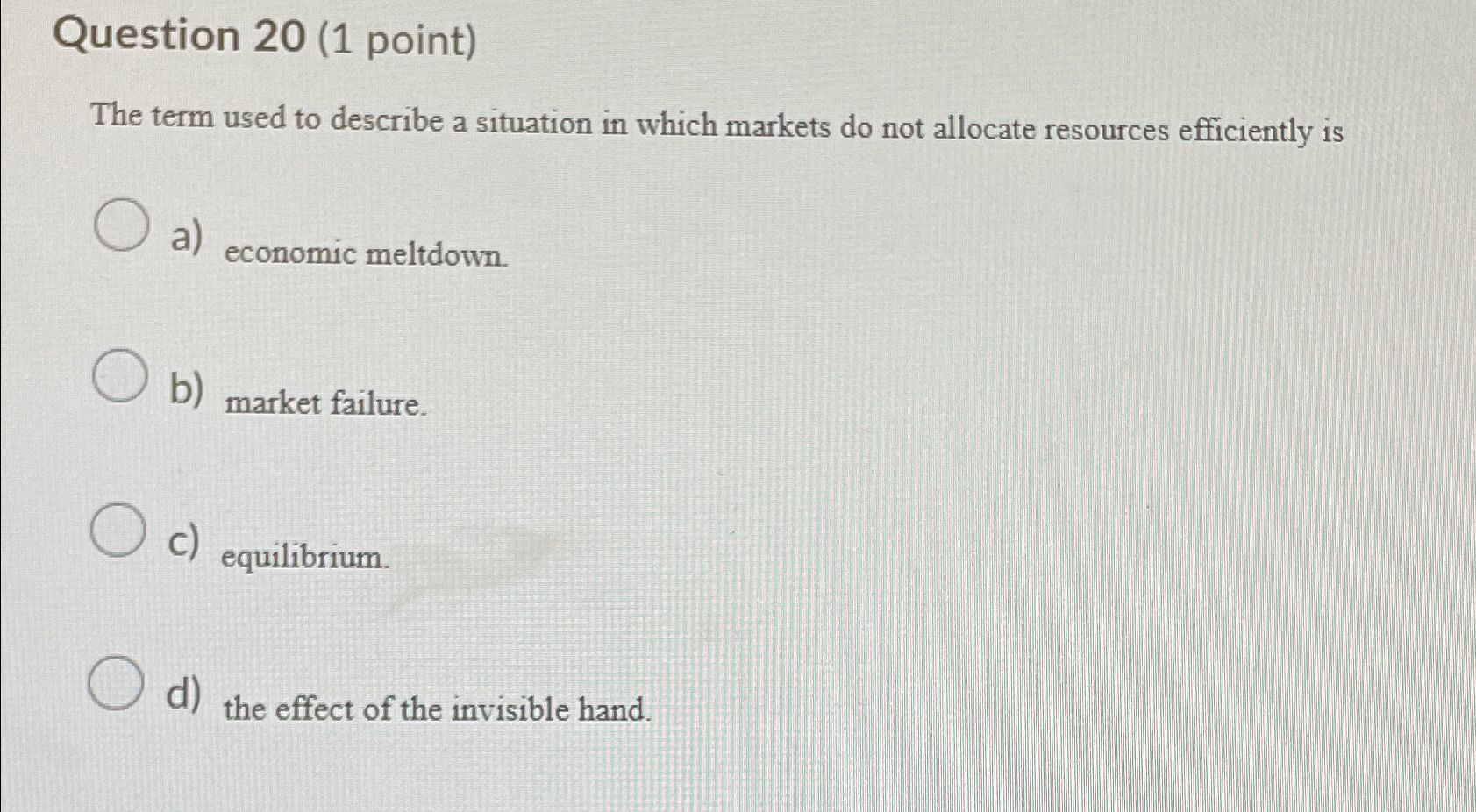 Solved Question 20 (1 ﻿point)The term used to describe a | Chegg.com