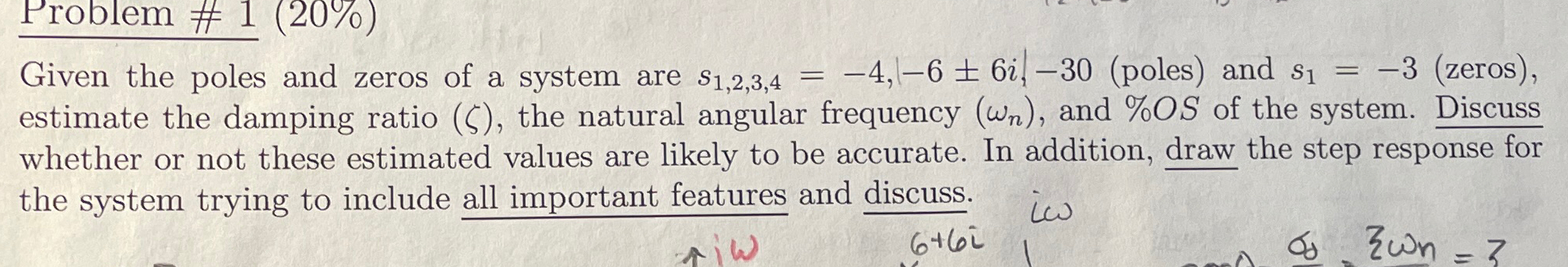 Solved Problem # 1 (20%)Given the poles and zeros of a | Chegg.com