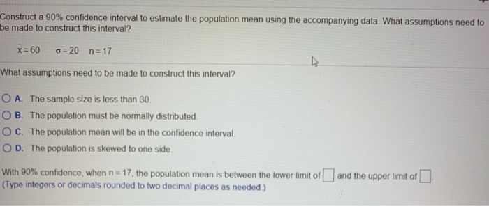 Solved Construct a 90% confidence interval to estimate the | Chegg.com