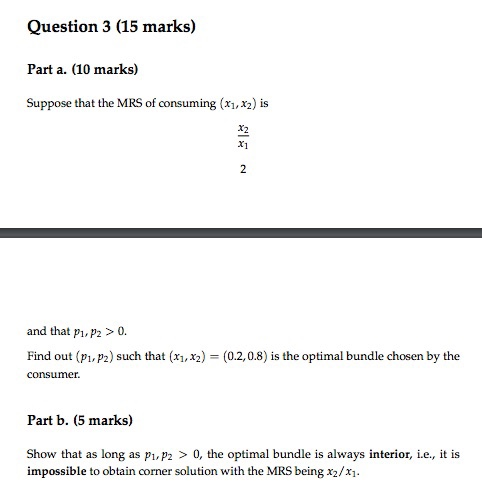 Solved Question 3 (15 marks) Part a. (10 marks) Suppose that | Chegg.com