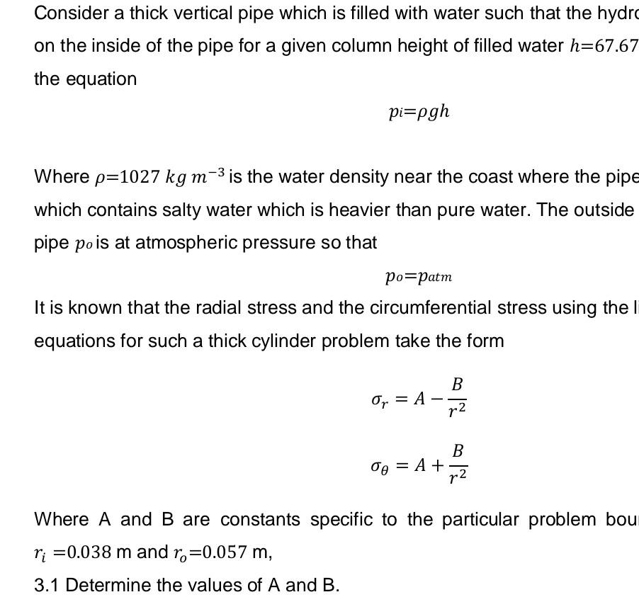 Solved Consider a thick vertical pipe which is filled with | Chegg.com