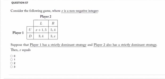 Solved QUESTION 57 Consider the following game, where x is a | Chegg.com