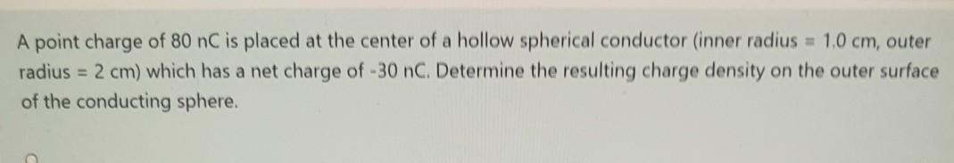 Solved A point charge of 80 nC is placed at the center of a | Chegg.com