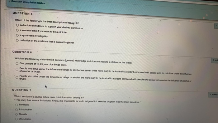 Solved Question Completion Status QUESTIONS Which of the | Chegg.com