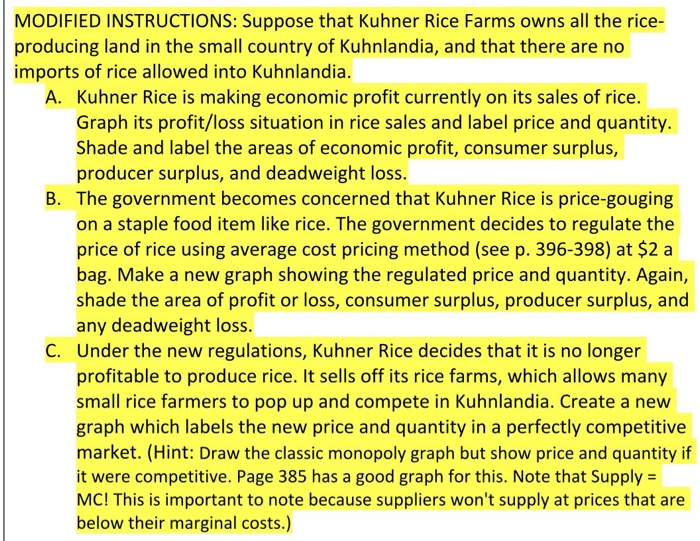 Solved MODIFIED INSTRUCTIONS:Suppose that Kuhner Rice Farms | Chegg.com