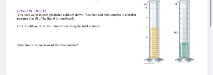 Solved ml ml 5 4 CONCEPT CHECK! You have water in each | Chegg.com