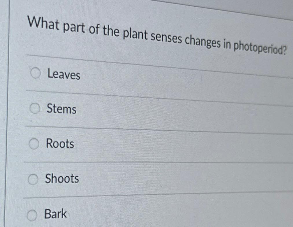 Solved What part of the plant senses changes in