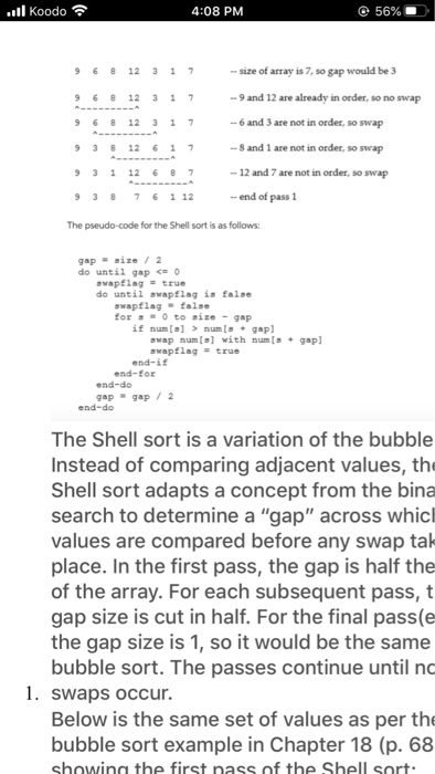 The Shell sort is a variation of the bubble sort. | Chegg.com