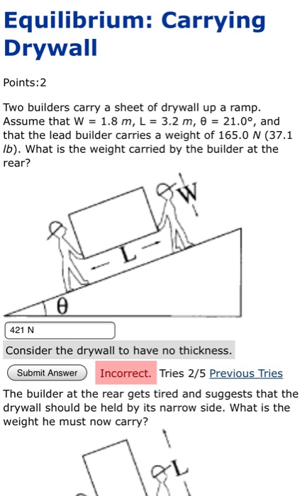 Equilibrium Carrying Drywall Points 2 Two Builders Chegg 