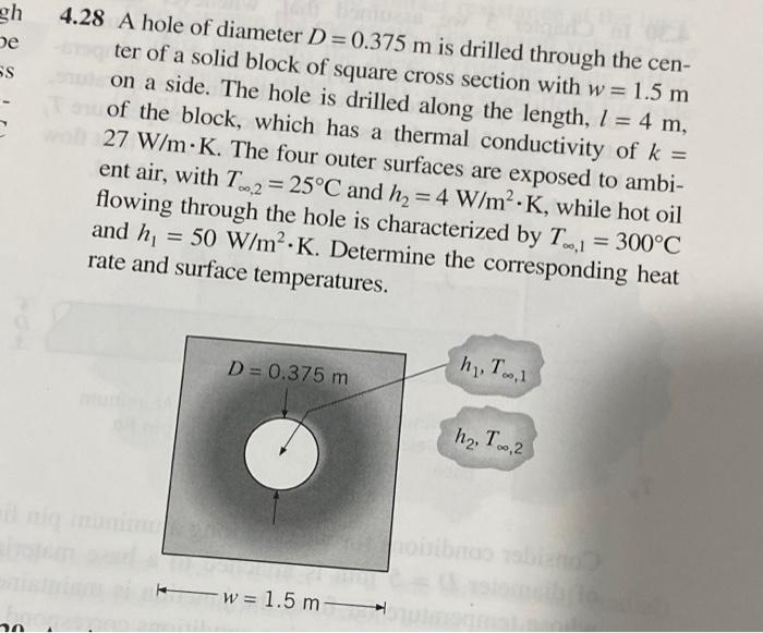 Solved Gh ре 5s 4.28 A Hole Of Diameter D = 0.375 M Is | Chegg.com