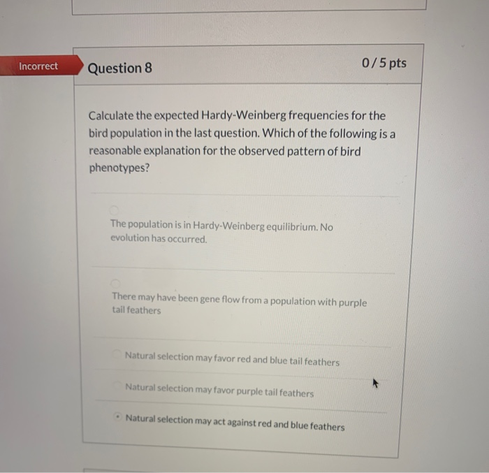Solved Question 7 5/5 pts In a population of birds, imagine | Chegg.com