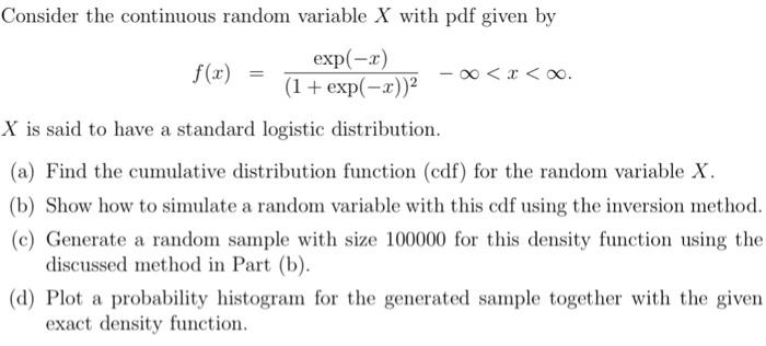 Solved Consider the continuous random variable X with pdf | Chegg.com