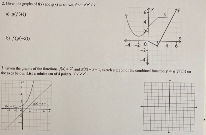 2 Given The Graphs Of F X And G X As Shown Find Chegg Com