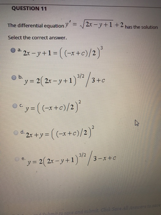 solved-question-11-the-differential-equation-y-2x-y-1-chegg