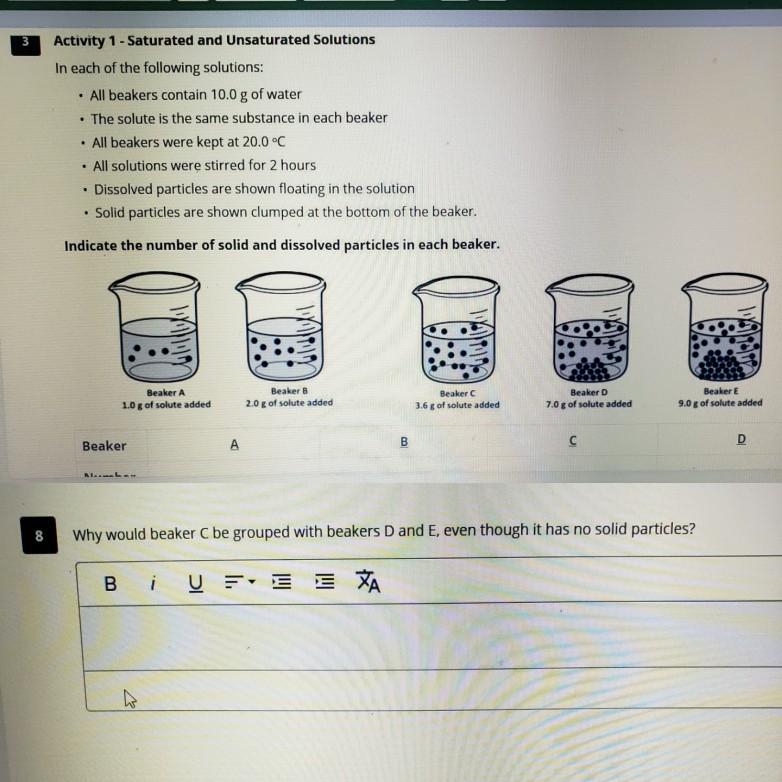 Solved . Activity 1 - Saturated and Unsaturated Solutions In | Chegg.com