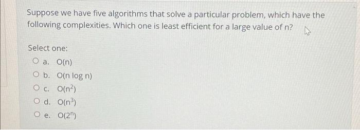 Solved Suppose we have five algorithms that solve a | Chegg.com