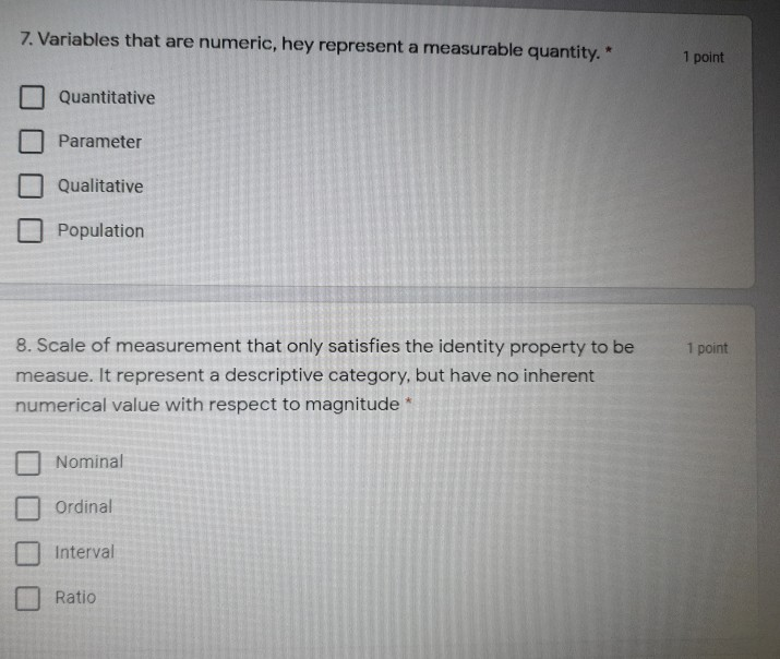 Solved name: 1. A quantity that is calculated from a sample | Chegg.com