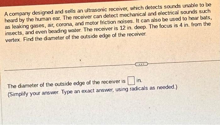 Mastering Focus Management Detect Enter Key Direction in JavaScript - Solved A company designed and sells an ultrasonic receiver, | Chegg.com