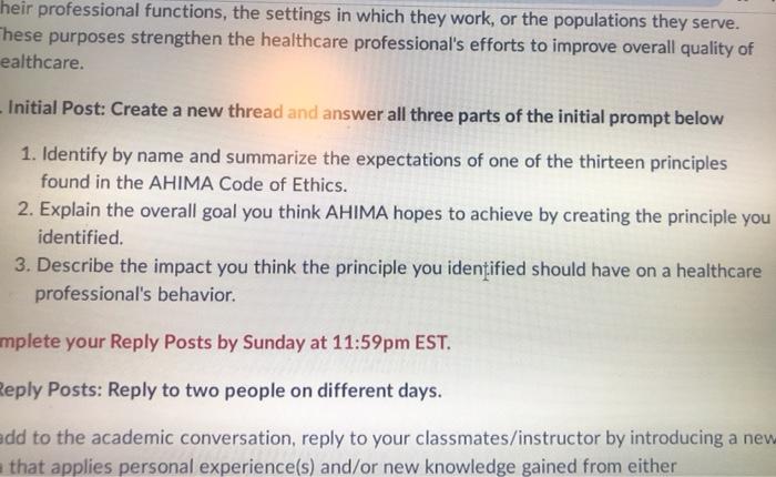 thirteen principles found in the ahima code of ethics