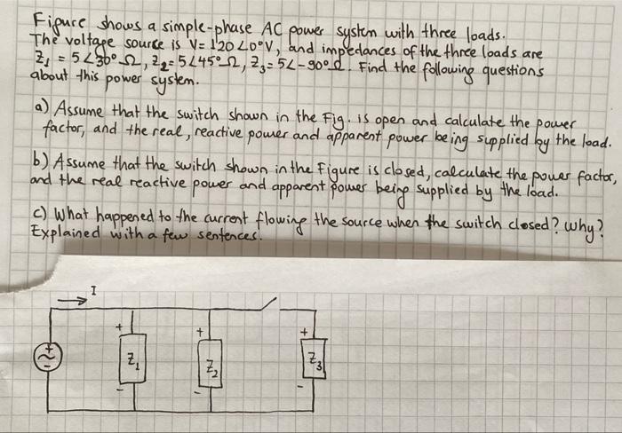 Solved Figure shows a simple-phase AC power systen with | Chegg.com