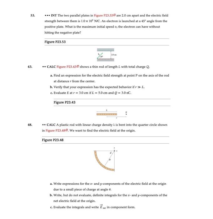 Solved - INT The two parallel plates in Figure P23.53O are | Chegg.com