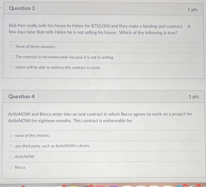 Solved D Question 5 1 pts Which of the following contracts | Chegg.com