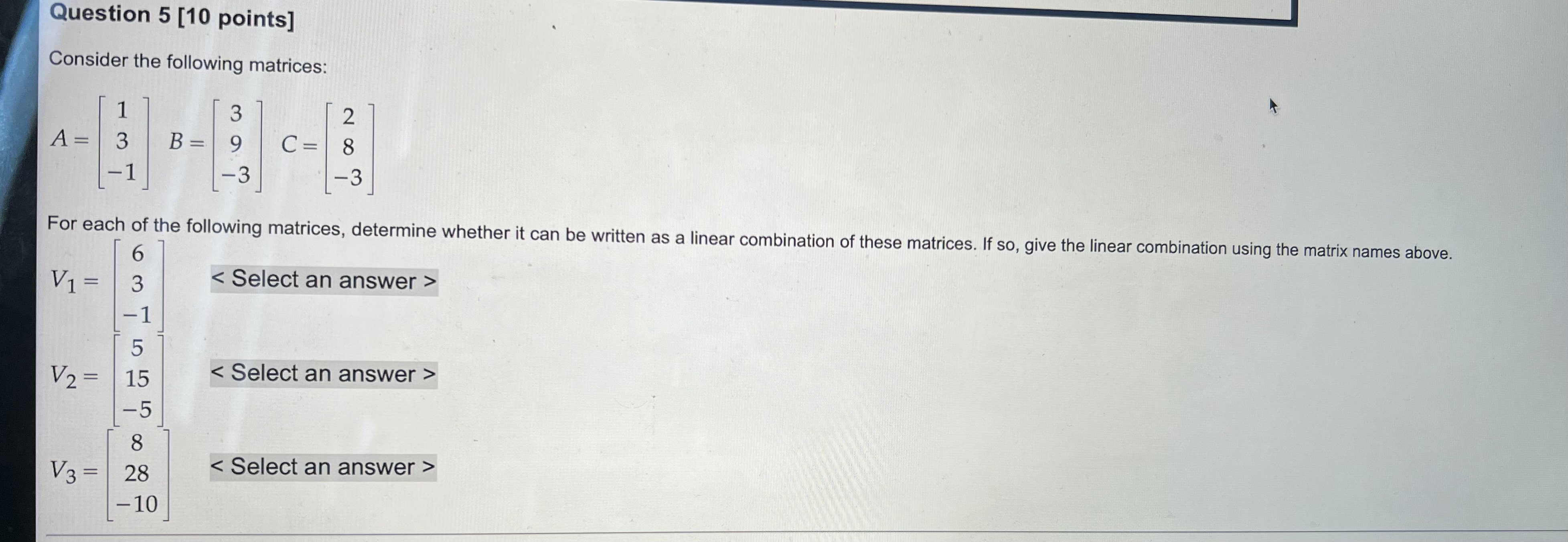 Solved Question 5 [10 ﻿points]Consider the following | Chegg.com