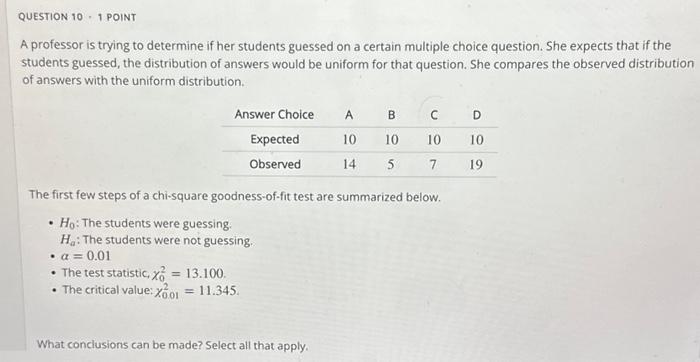 Solved A Professor Is Trying To Determine If Her Students | Chegg.com