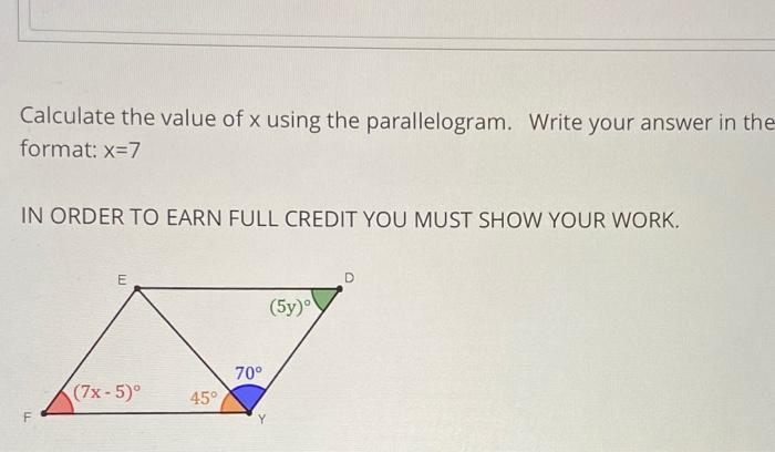 Solved Calculate the value of x using the parallelogram. | Chegg.com