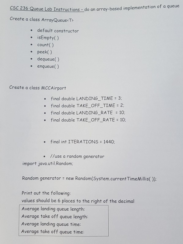 Solved CSC 236 - Lab 5 (1 program) queues Suppose that | Chegg.com