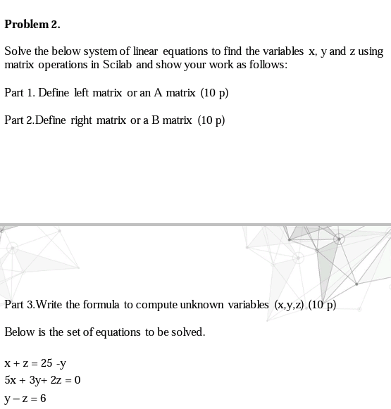 Solved Problem 2. Solve the below system of linear equations | Chegg.com