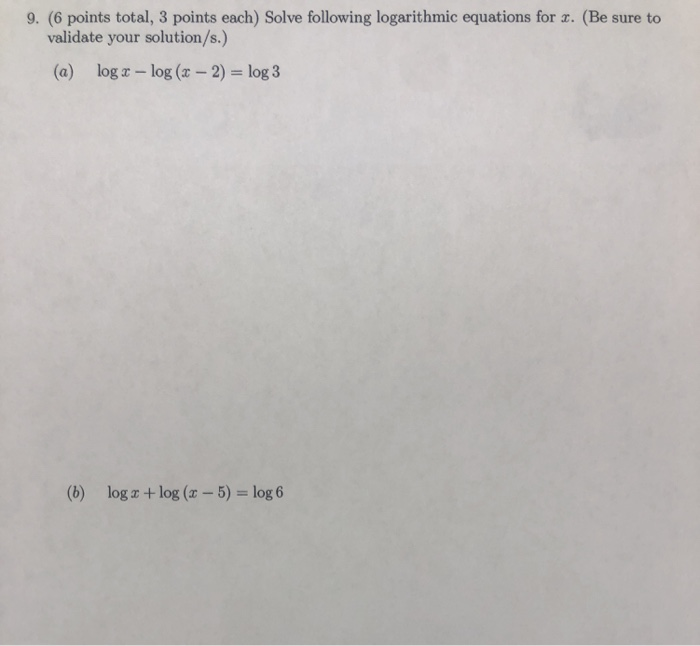 Solved 9. (6 points total, 3 points each) Solve following | Chegg.com