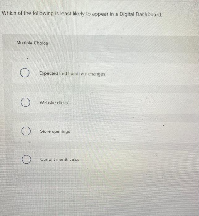 Solved Which of the following is least likely to appear in a | Chegg.com