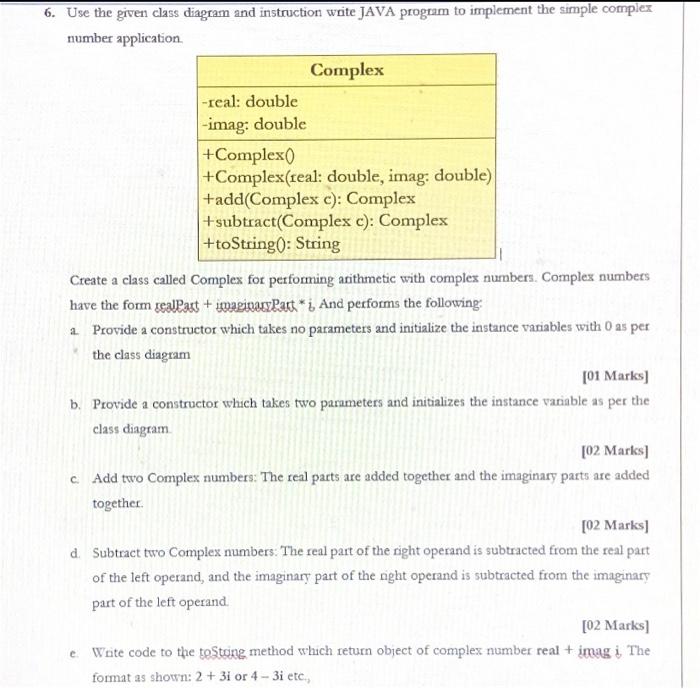 Solved 6. Use the given class diagram and instruction write | Chegg.com