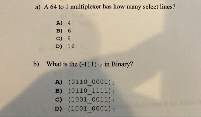 Solved A A To Multiplexer Has How Many Select Lines Chegg Hot Sex Picture
