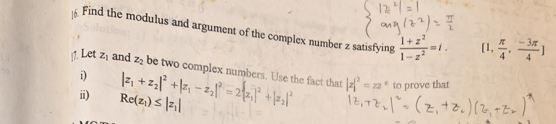 Solved Find the modulus and argument of the complex number | Chegg.com