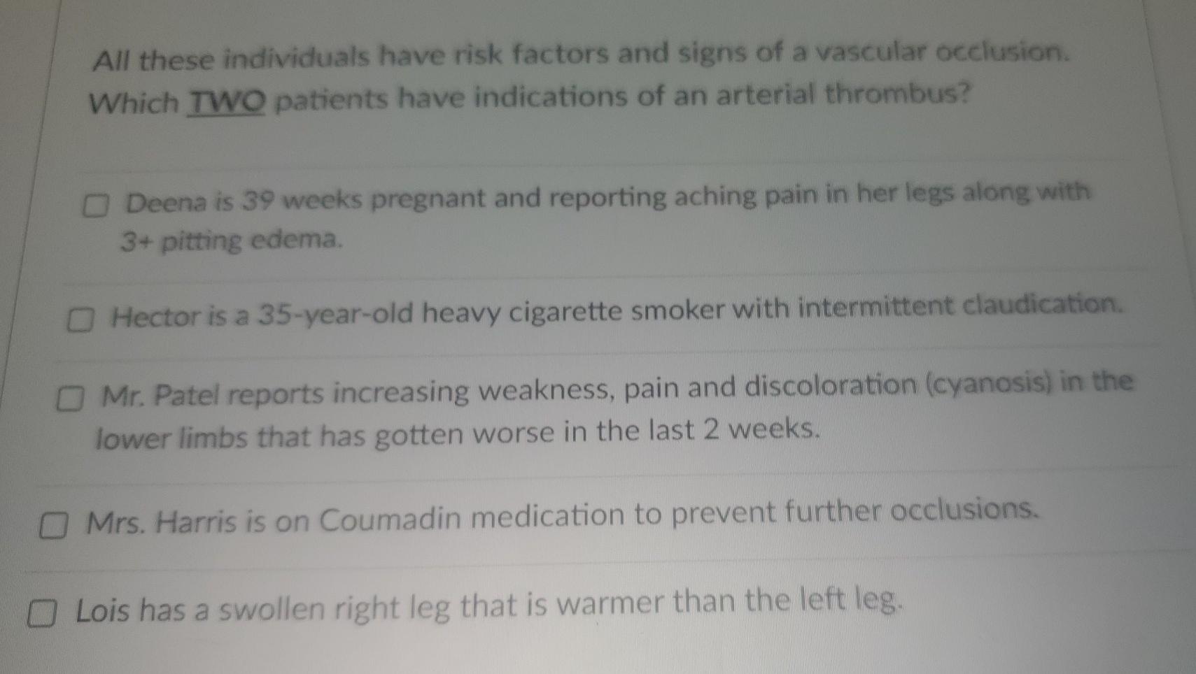 Solved All these individuals have risk factors and signs of | Chegg.com