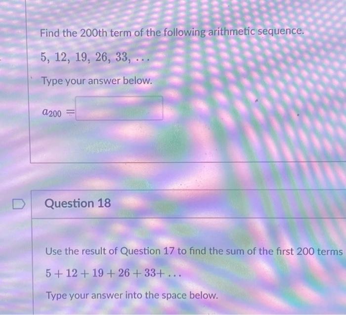 Solved Find the 200th term of the following arithmetic | Chegg.com