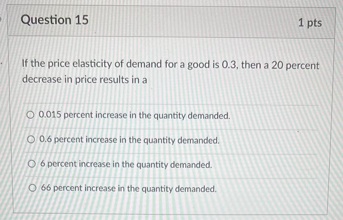 Solved If the price elasticity of demand for a good is 0.3, | Chegg.com