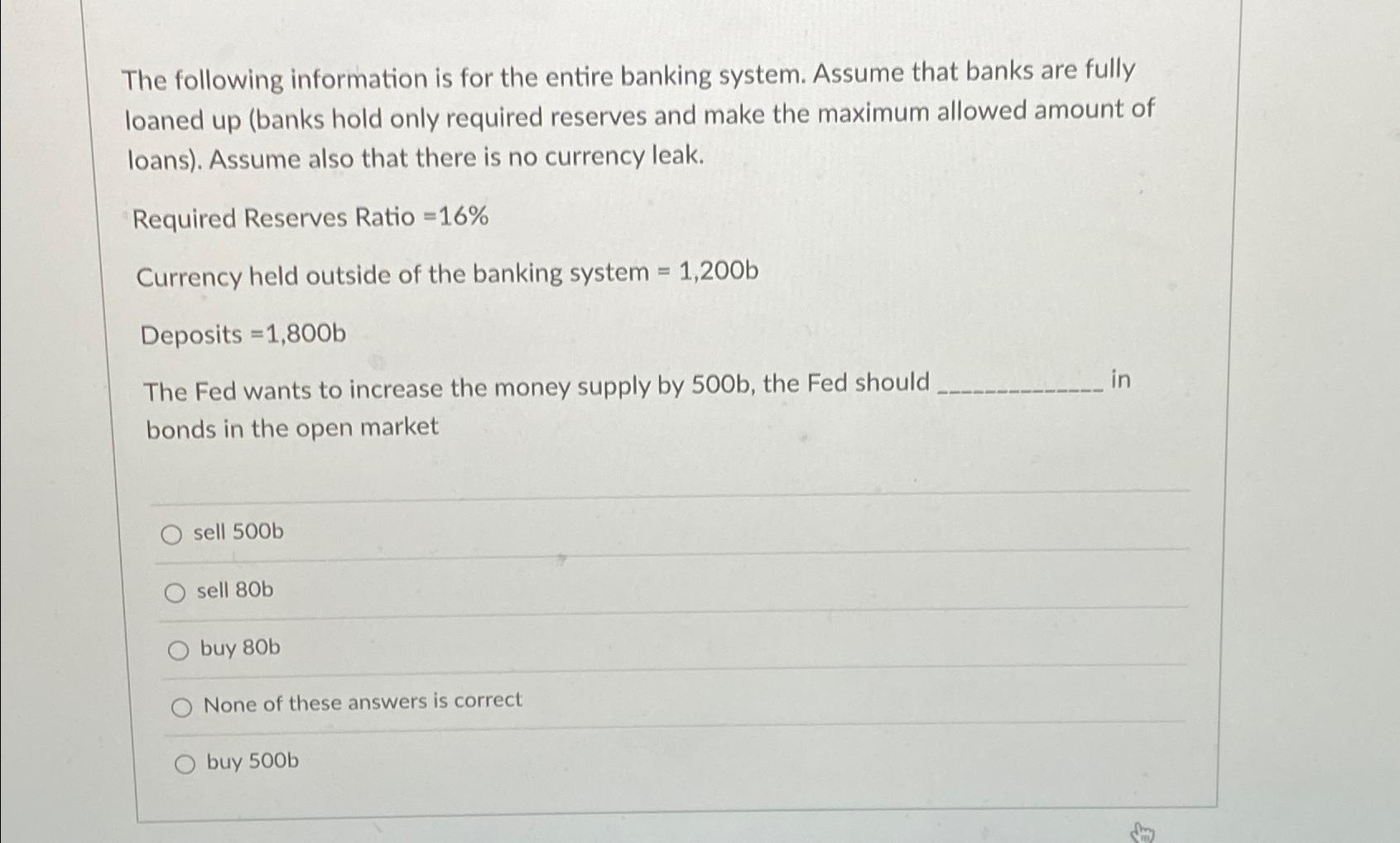 Solved The Following Information Is For The Entire Banking | Chegg.com