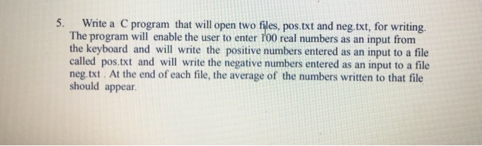 Solved 5. Write a C program that will open two files, | Chegg.com